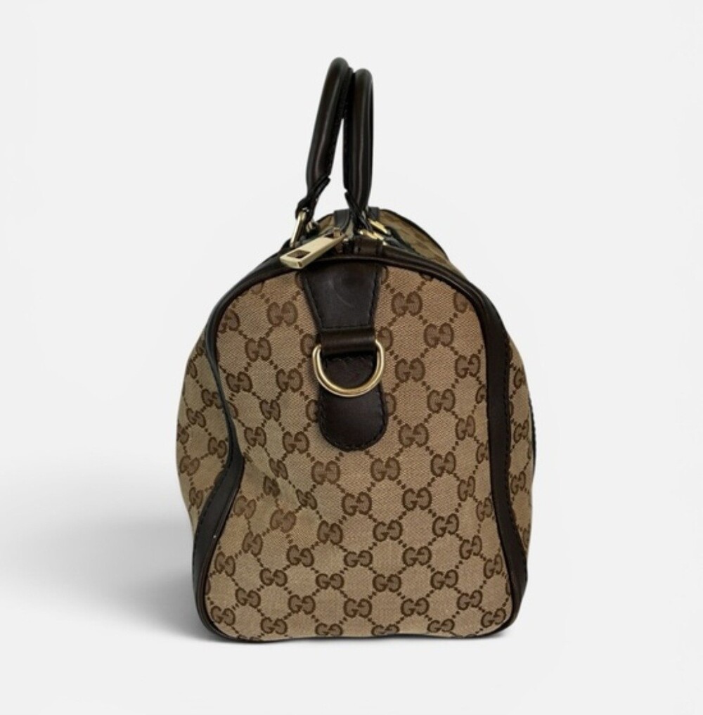 Gucci Vintage Web Boston Bag Satchel Brown & Green USA SELLER - Picture 5 of 11